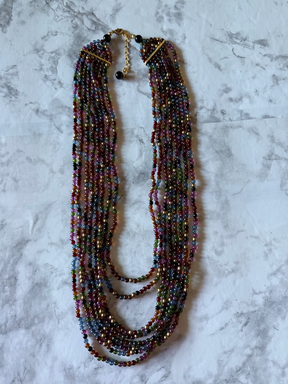 Multicolor Beaded Multi-Strand Necklace - Unbranded